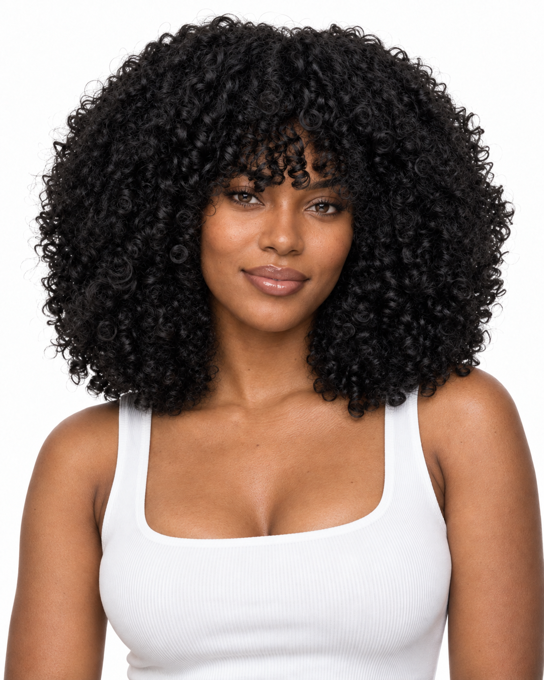 Natural Black Curly Human Hair Wig  "Ti Pepit"  14" | Glueless 350% Density