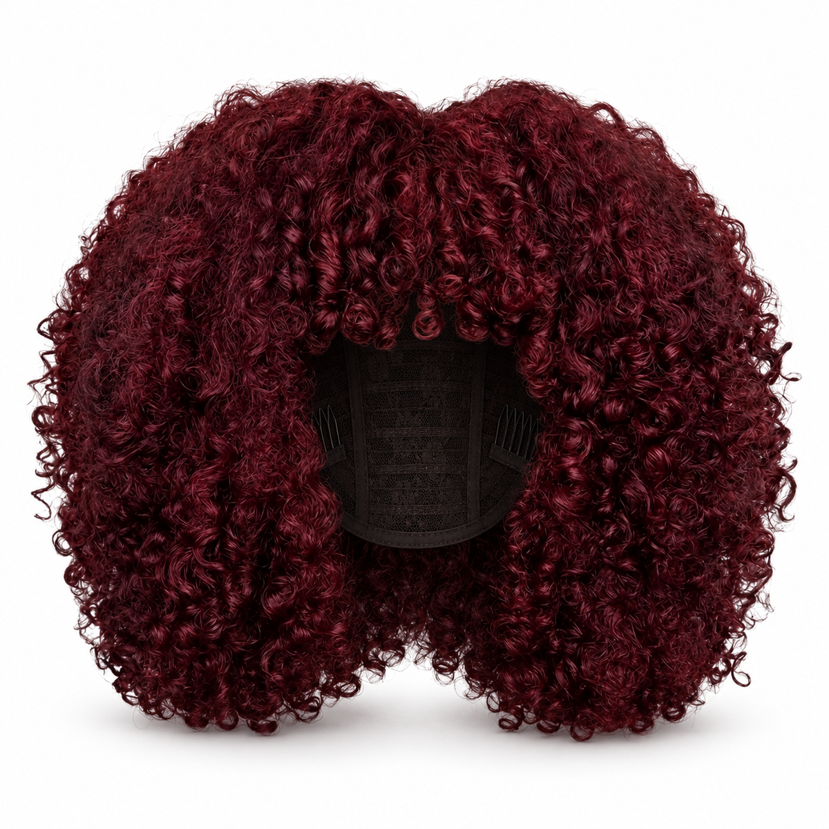Burgundy Curly Human Hair Wig "Ti Pepit"  14" | Glueless 350% Density