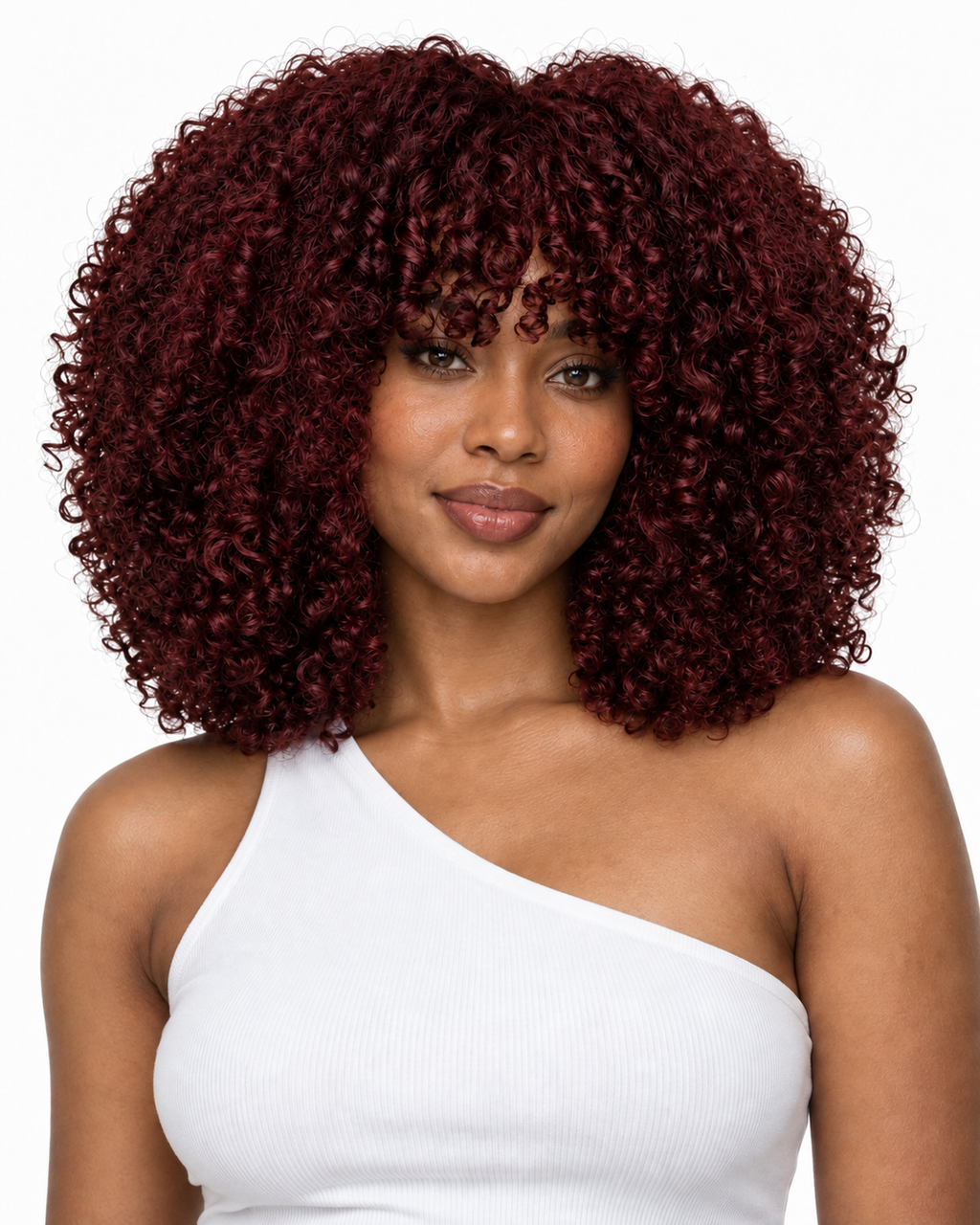 Burgundy Curly Human Hair Wig "Ti Pepit"  14" | Glueless 350% Density