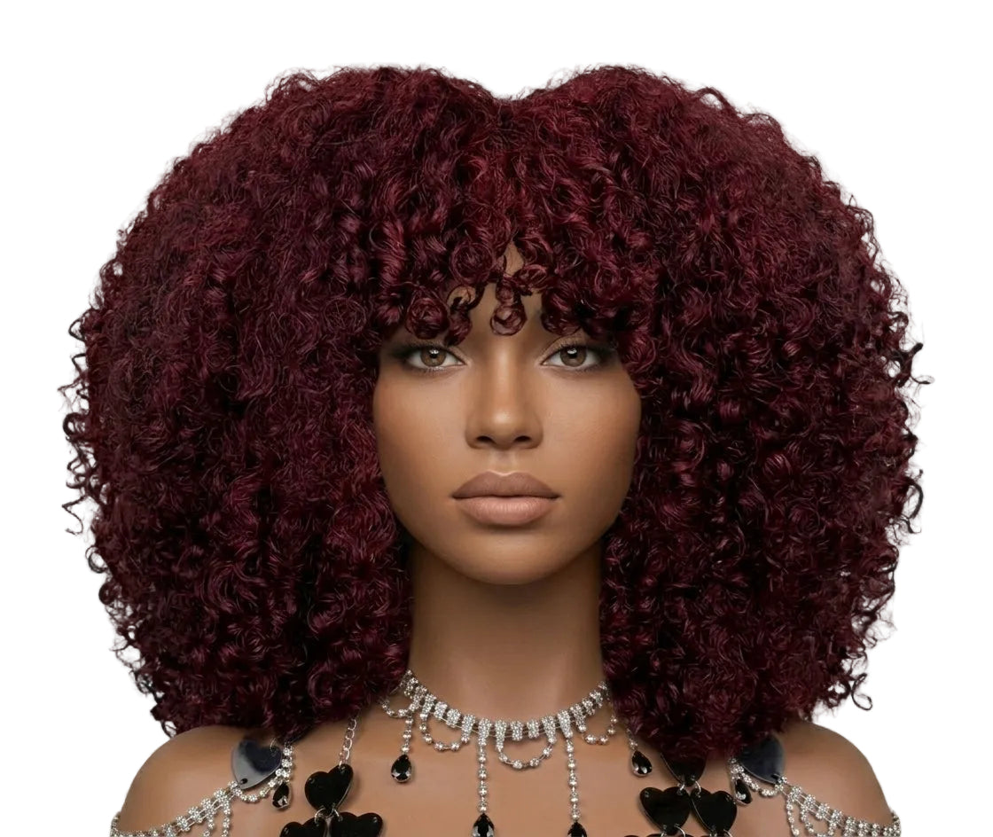 Burgundy Pixie Curl Wig 14" 350% Density