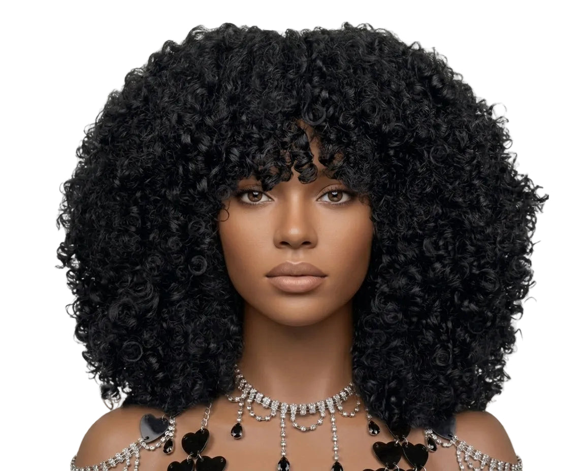 Natural Black Pixie Curl Wig 14" 350% Density
