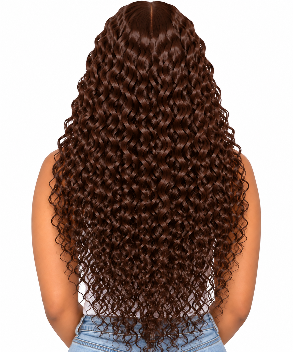 Chocolate Brown Burmese Curly wig back view