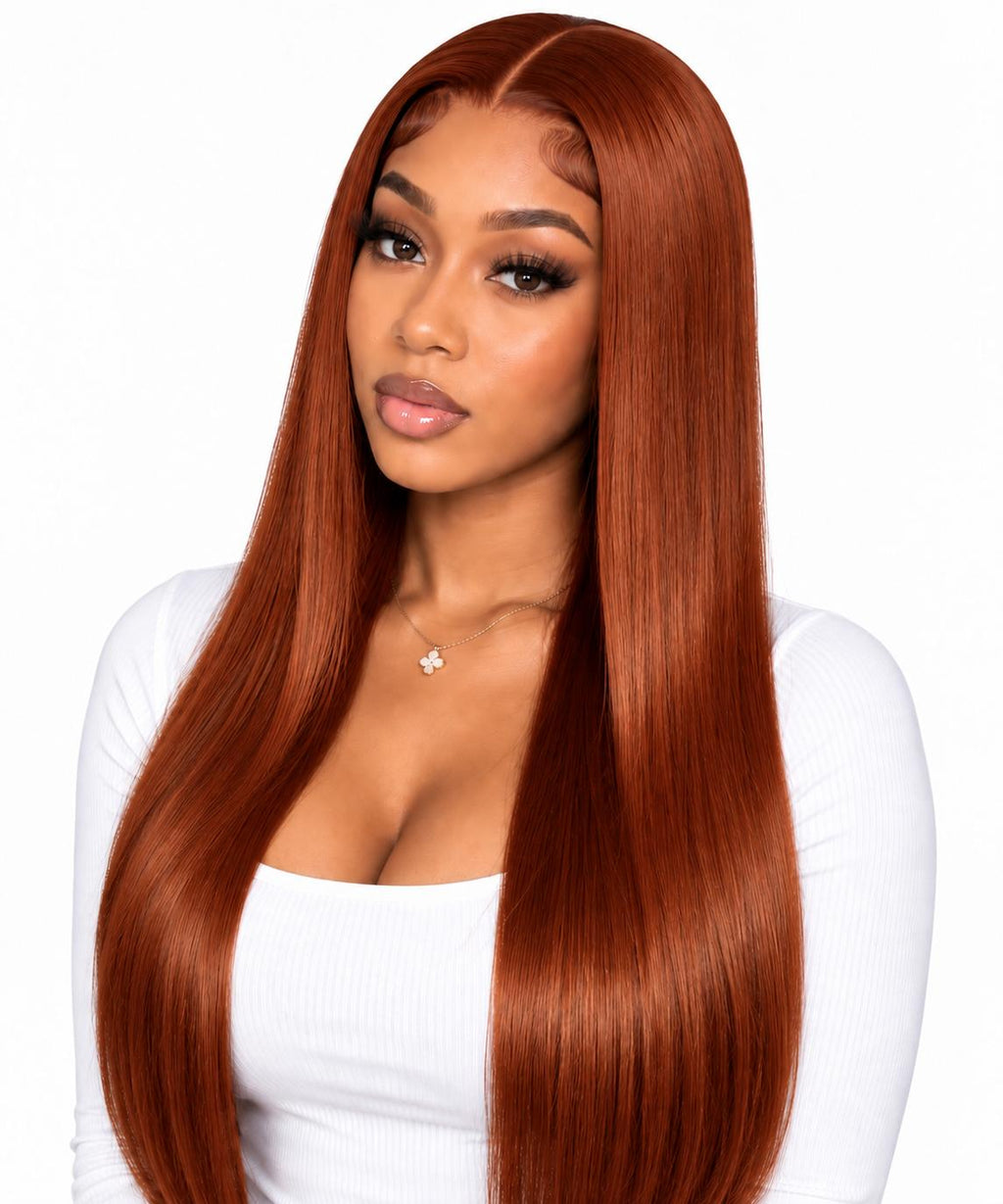Ginger straight wig front view