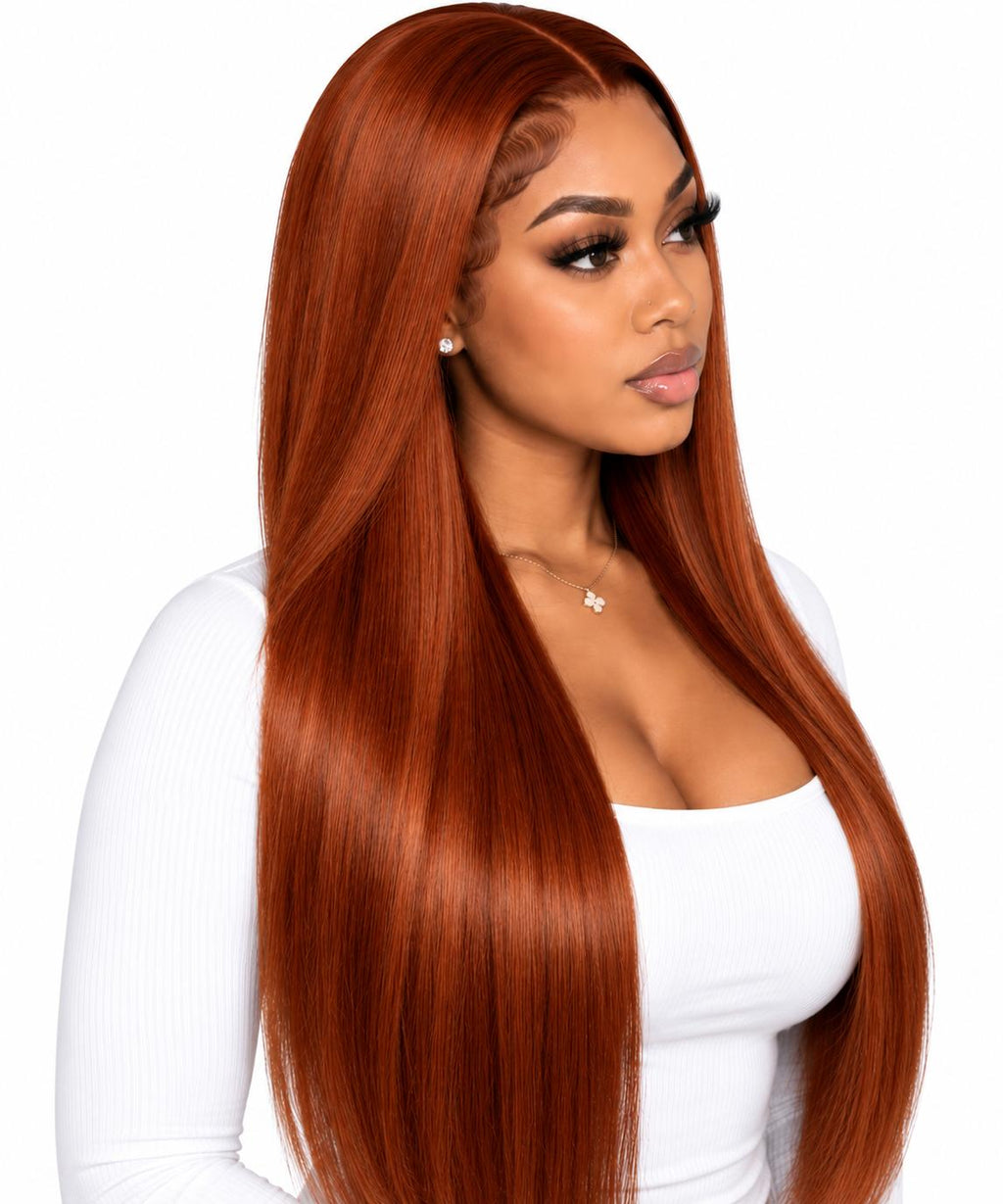 Ginger straight wig side view