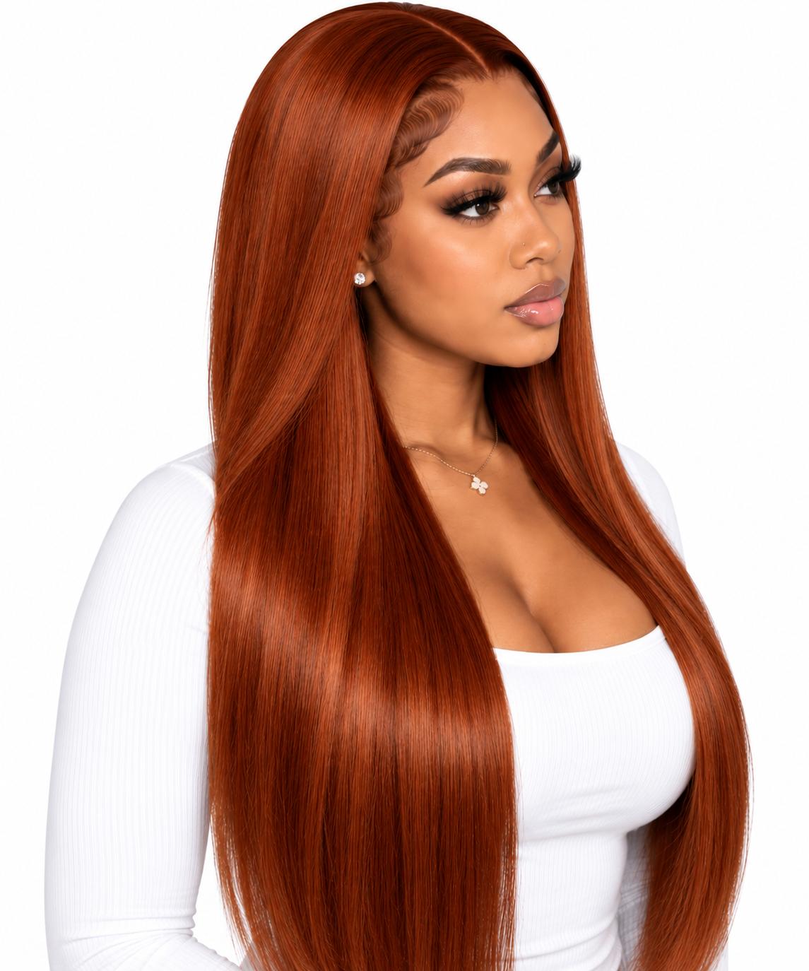 Ginger straight wig side view