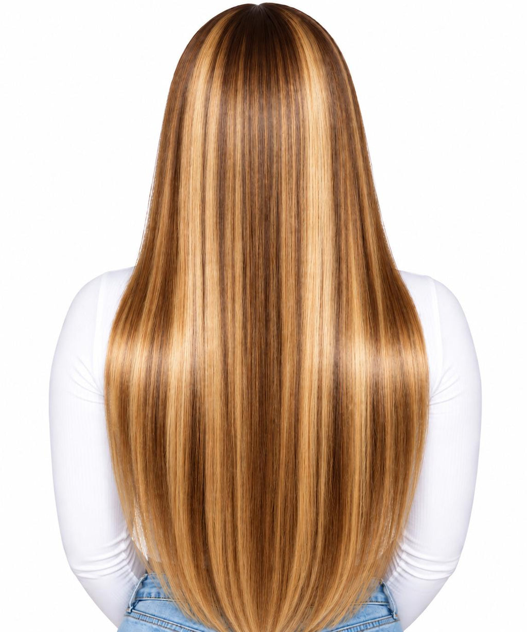 Honey Brown straight wig back view