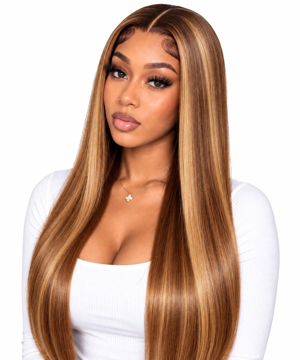 Honey Brown straight wig front view