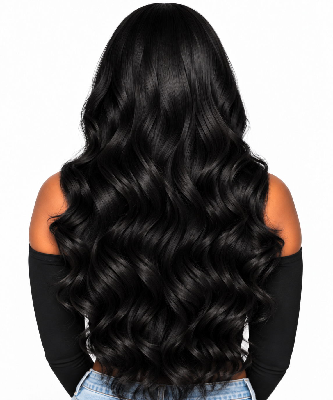 Younee Hair Natural Black Body Wave Wig back view