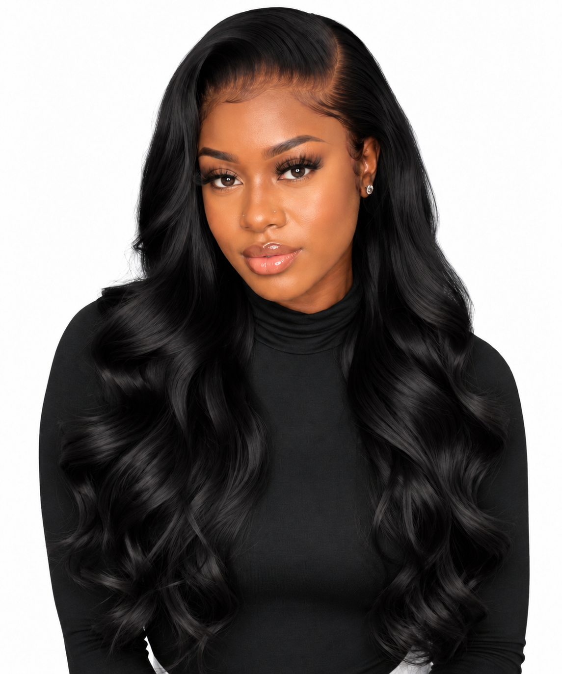 Younee Hair Natural Black Body Wave Wig front view