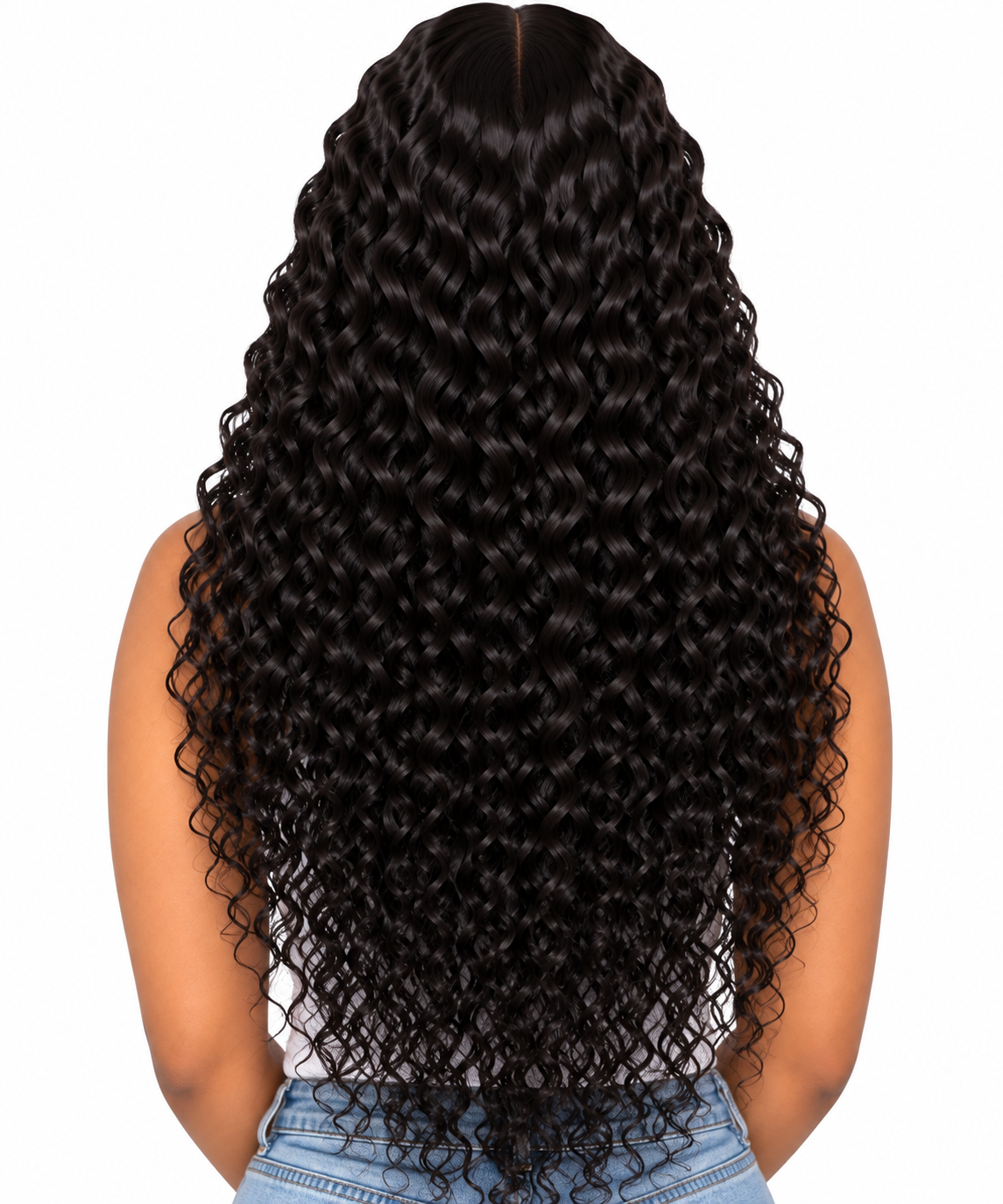 Younee Hair natural black Burmese curly wig back view