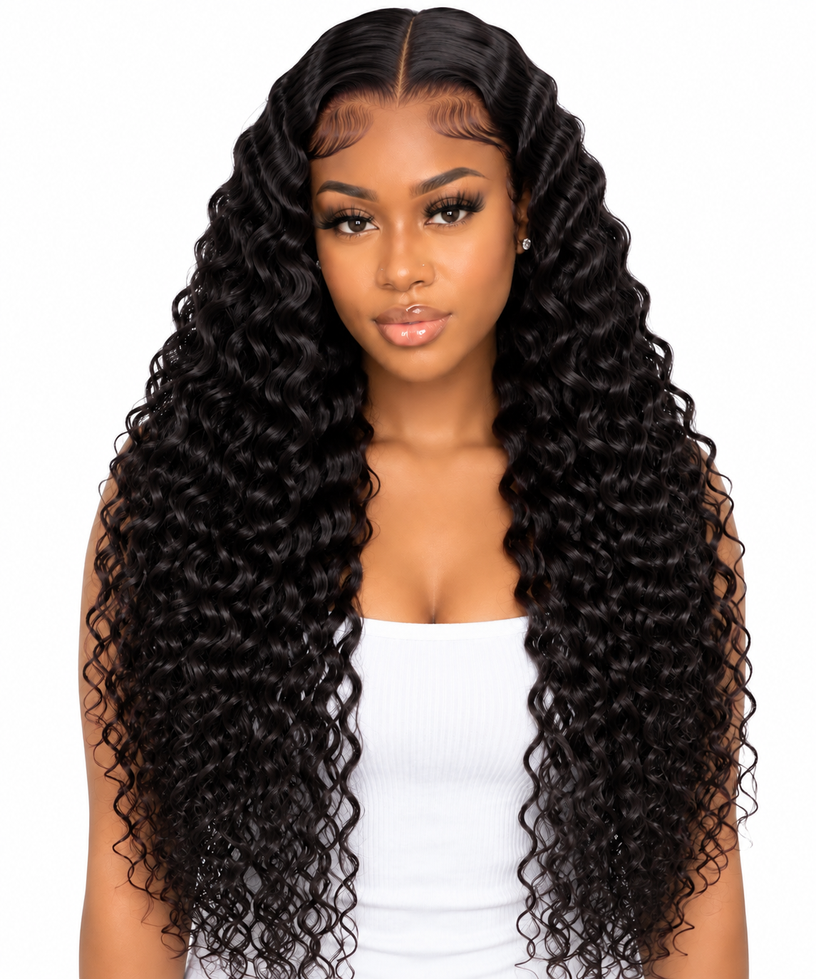 Younee Hair natural black Burmese curly wig front view